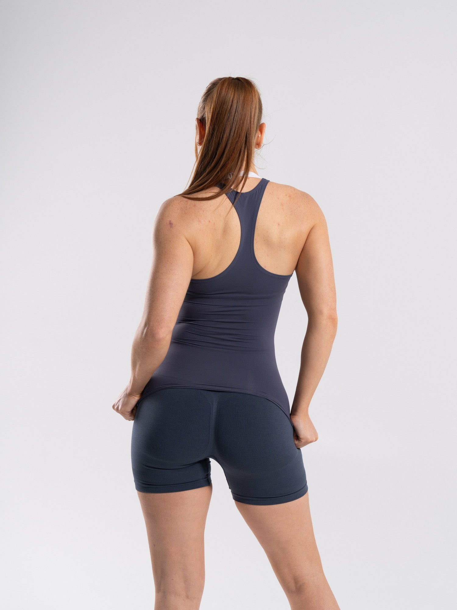 Softcurve Racer Tank Long - Dusty Navy | Alphalete