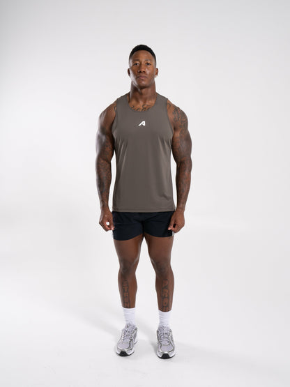 Base Cutoff - Khaki - Mens Workout Tee | Alphalete