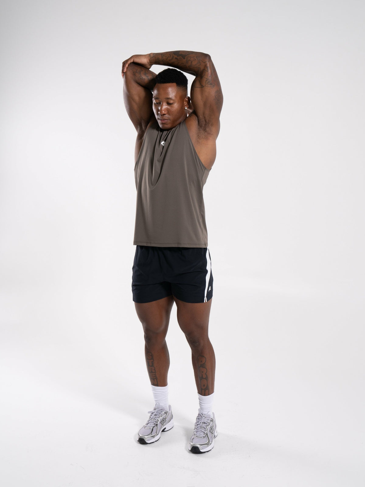 Base Cutoff - Khaki - Mens Workout Tee | Alphalete