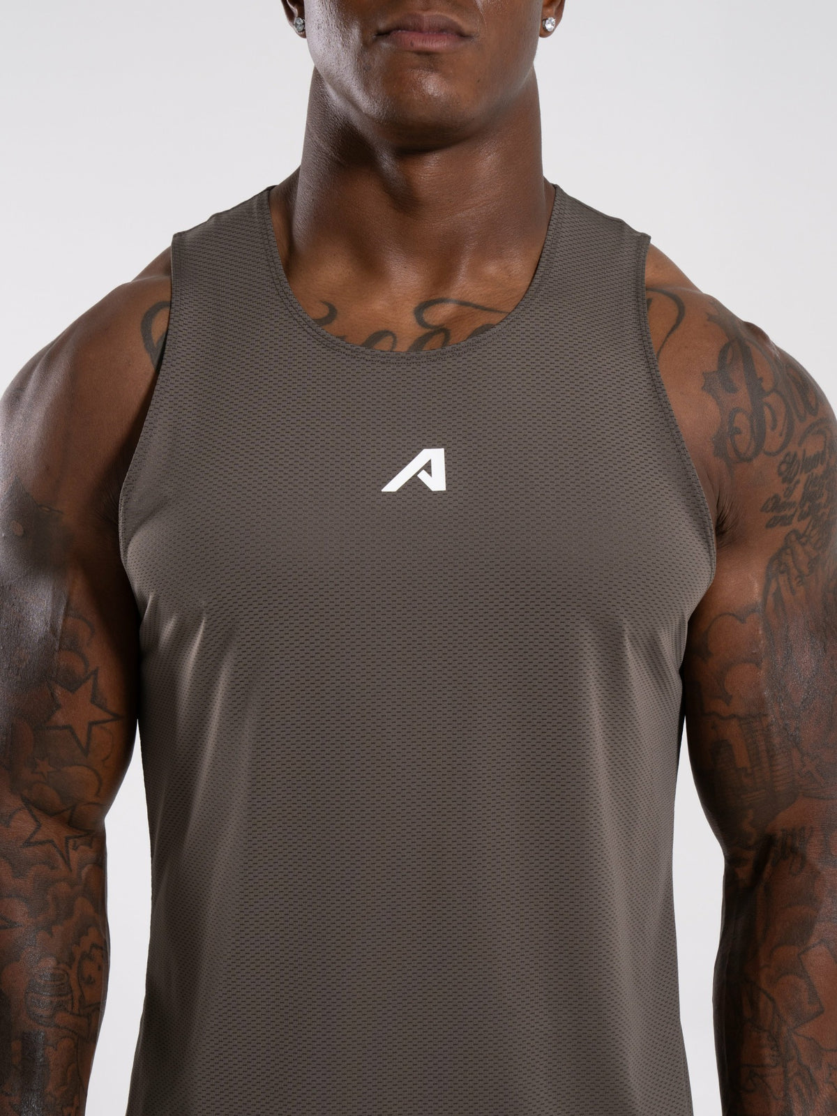 Base Cutoff - Khaki - Mens Workout Tee | Alphalete