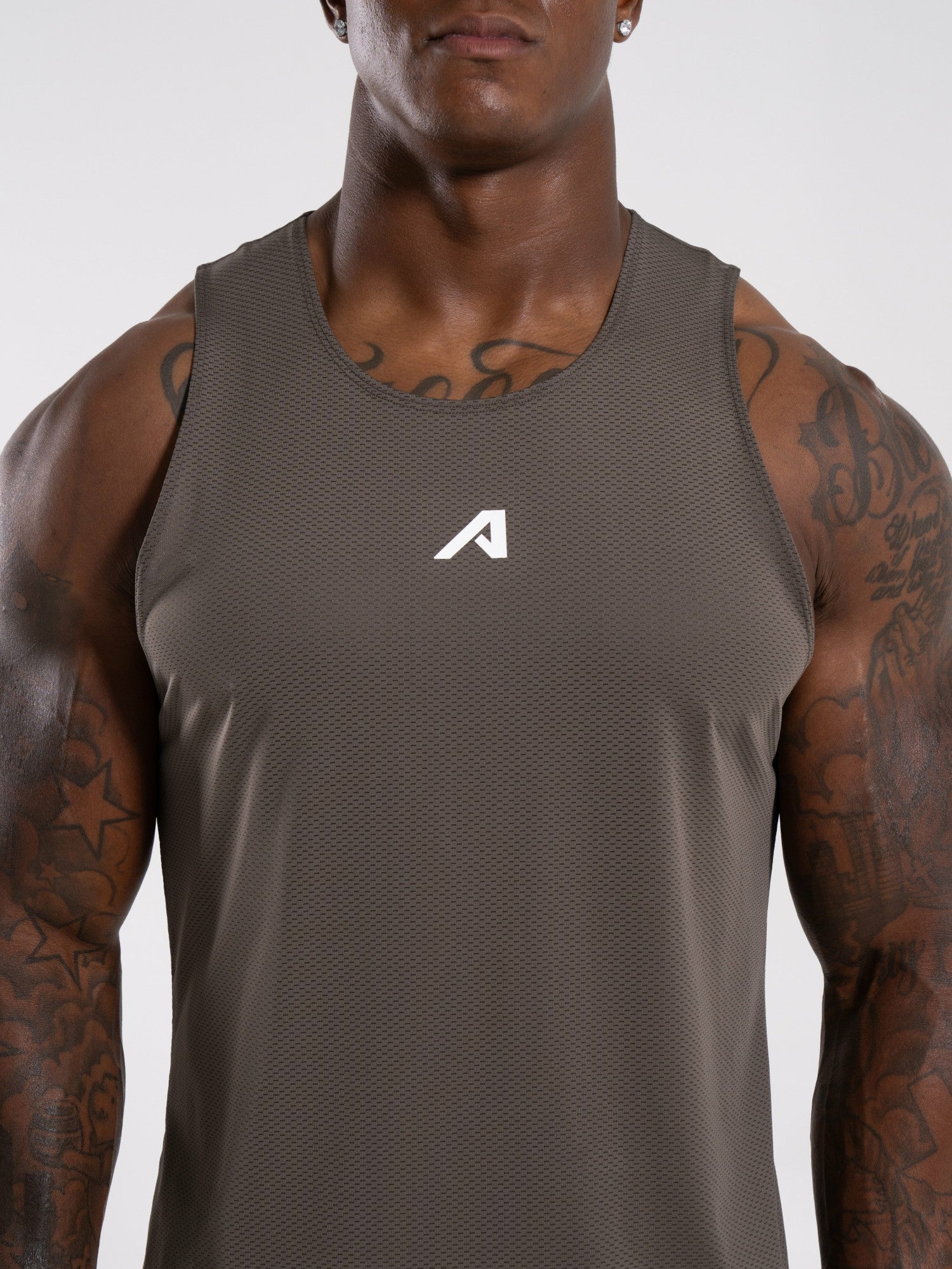 Base Cutoff - Khaki - Mens Workout Tee | Alphalete