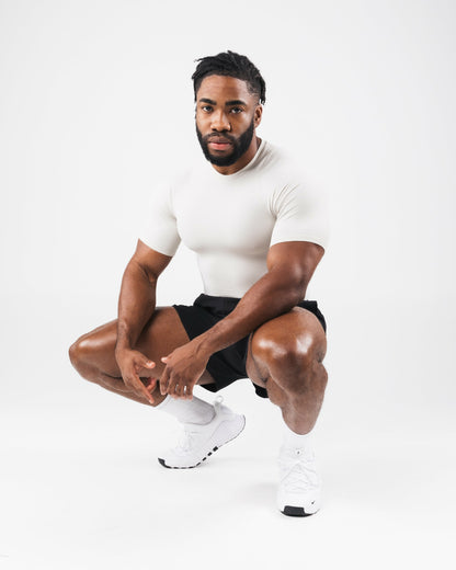 Power Short Sleeve - Bone - Men's Athletic Shorts | Alphalete