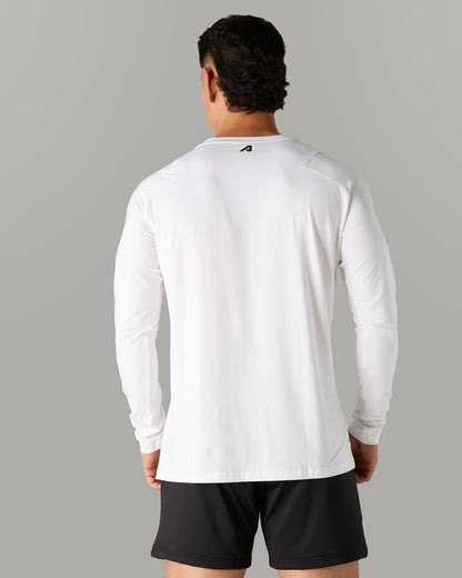 Essential LS Tee - White - Mens Workout Tee | Alphalete