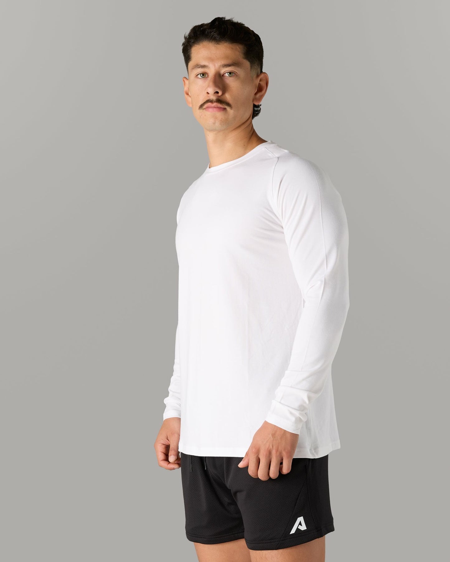 Essential LS Tee - White - Mens Workout Tee | Alphalete