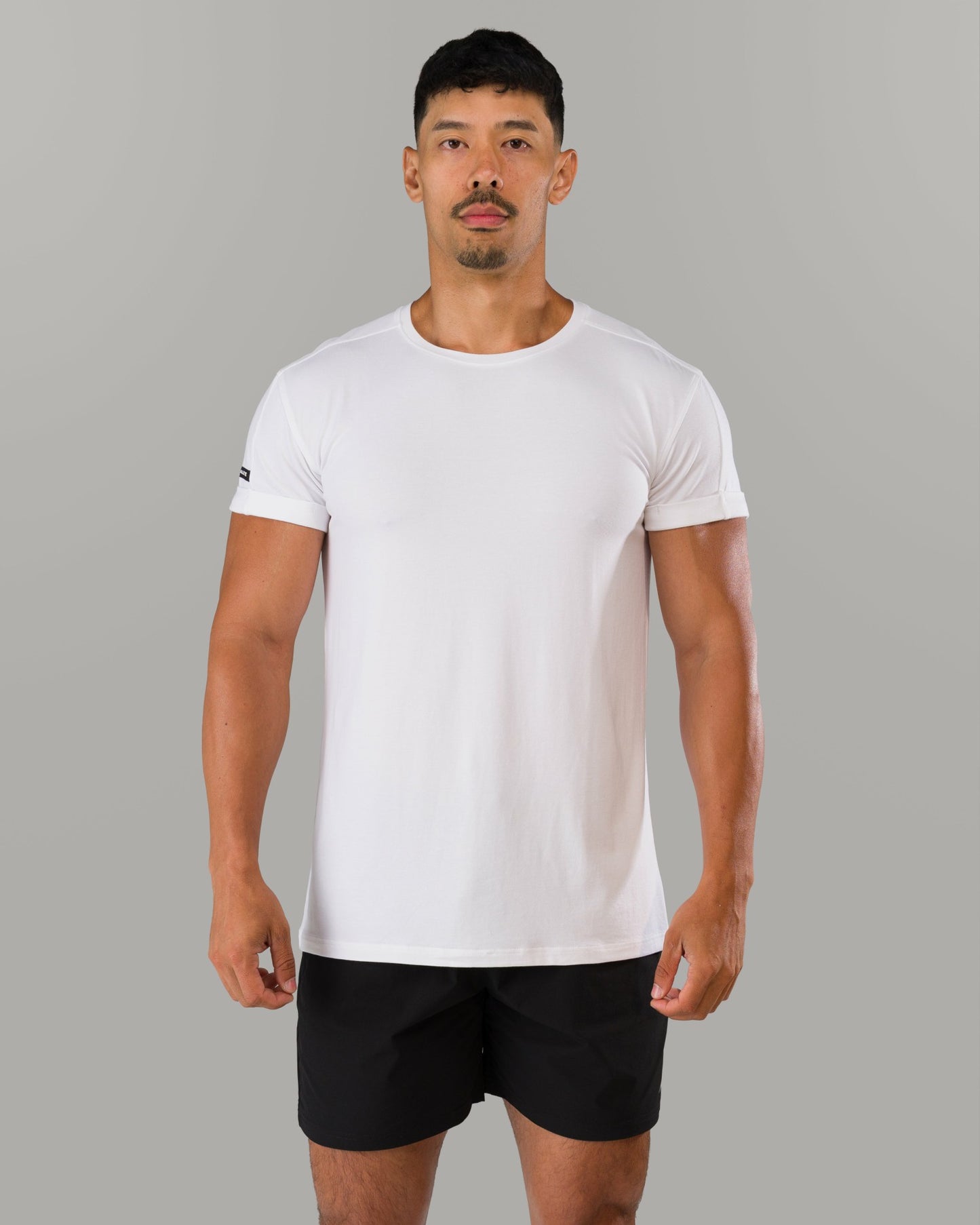 Rolled Muscle Tee - White - Mens Workout Tee | Alphalete