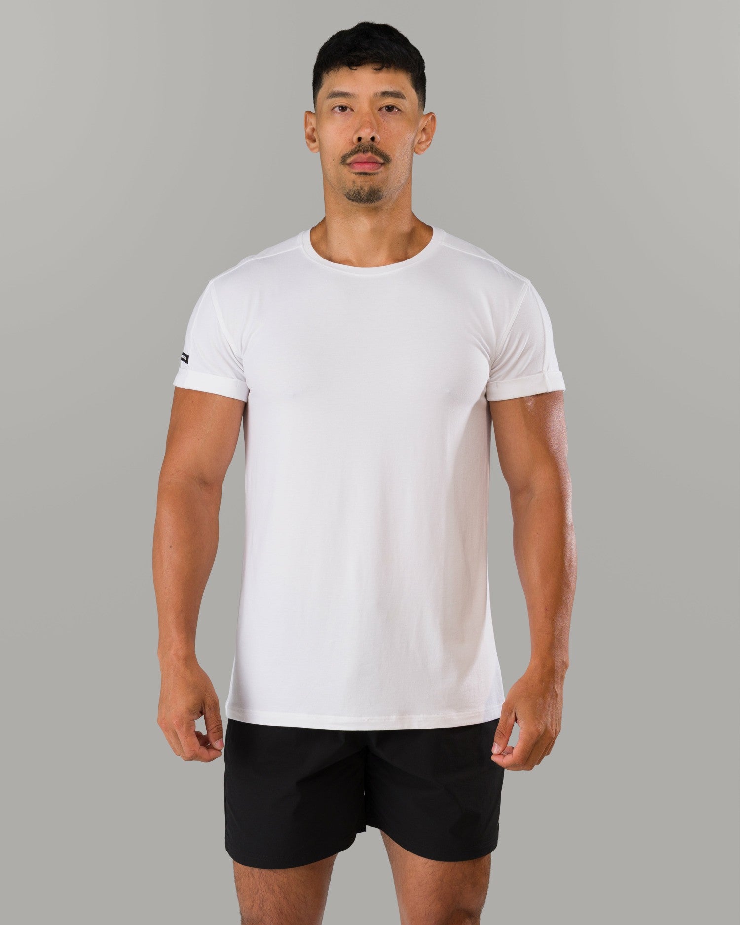 Rolled Muscle Tee - White - Mens Workout Tee | Alphalete
