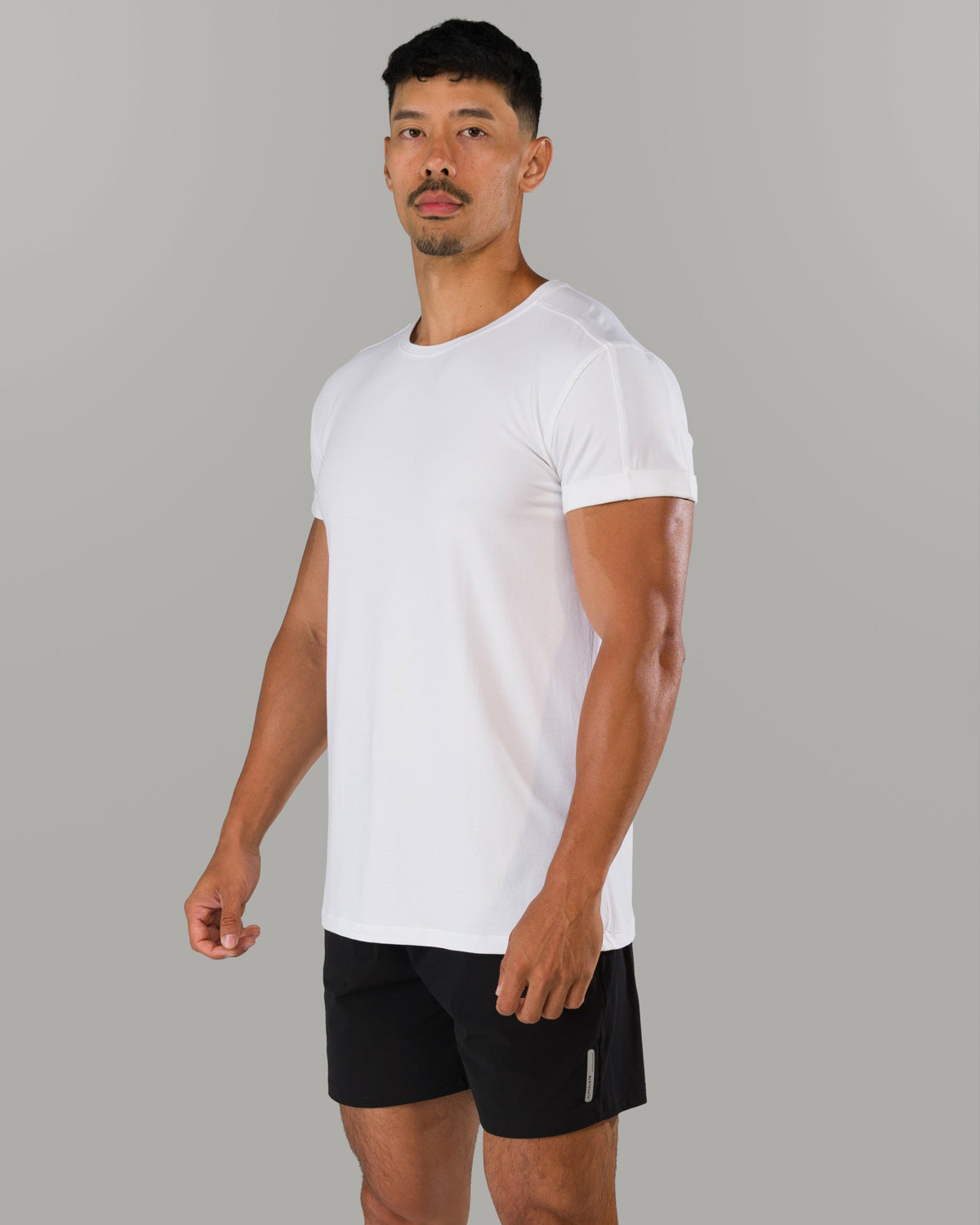 Rolled Muscle Tee - White - Mens Workout Tee | Alphalete