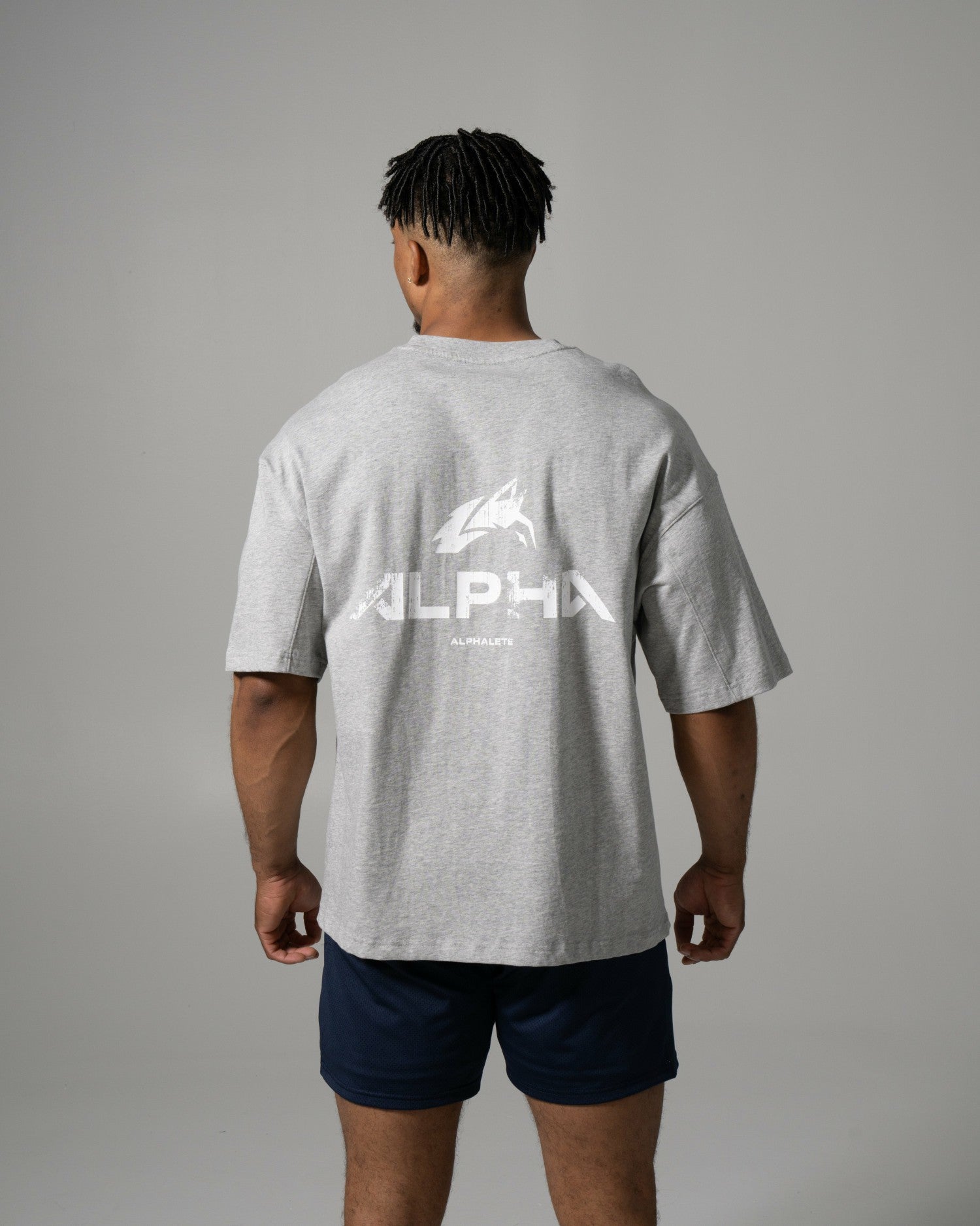 Alpha Tee - Med Heather Grey - Mens Workout Tee | Alphalete