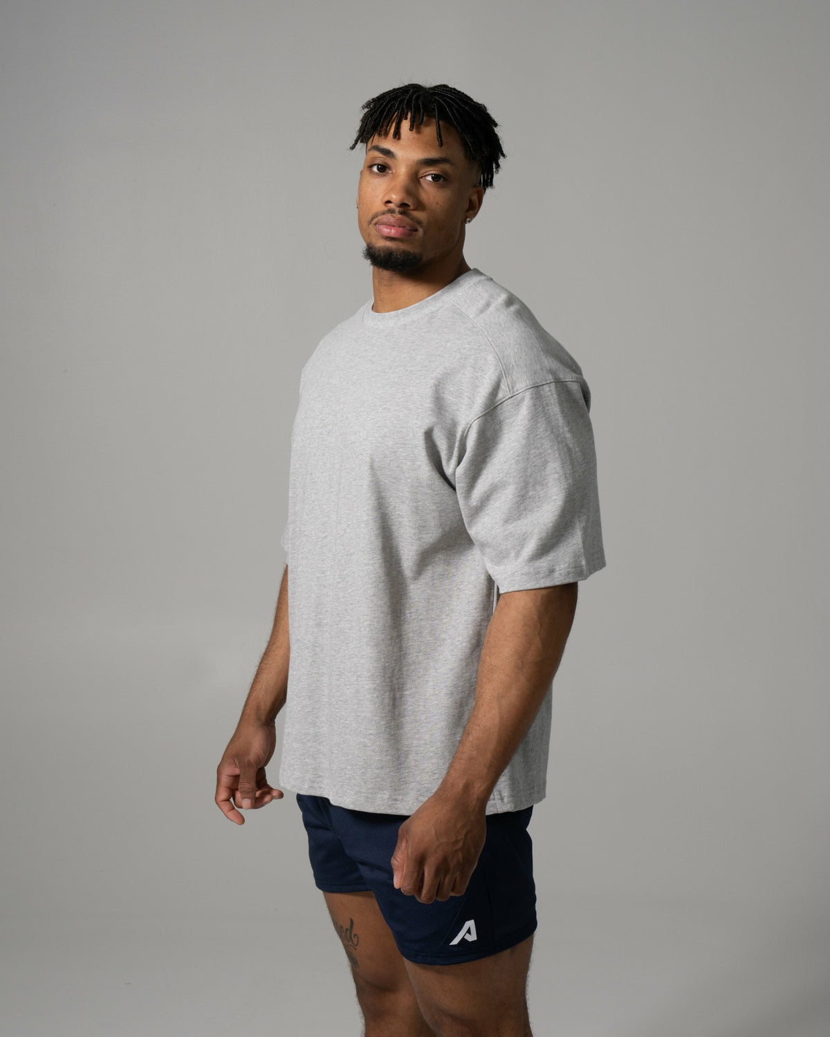 Alpha Tee - Med Heather Grey - Mens Workout Tee | Alphalete
