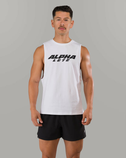 Force Core Cutoff - White - Mens Workout Tee | Alphalete