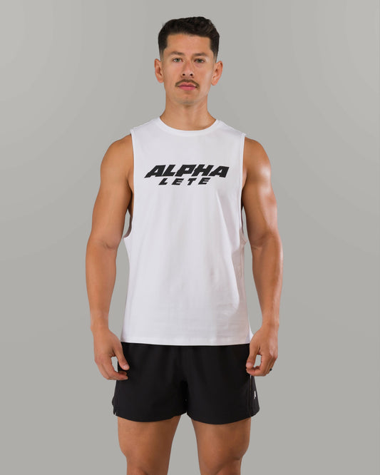 Force Core Cutoff - White - Mens Workout Tee | Alphalete