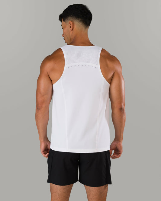 AeroFlex Vault Tank - White - Mens Workout Tee | Alphalete