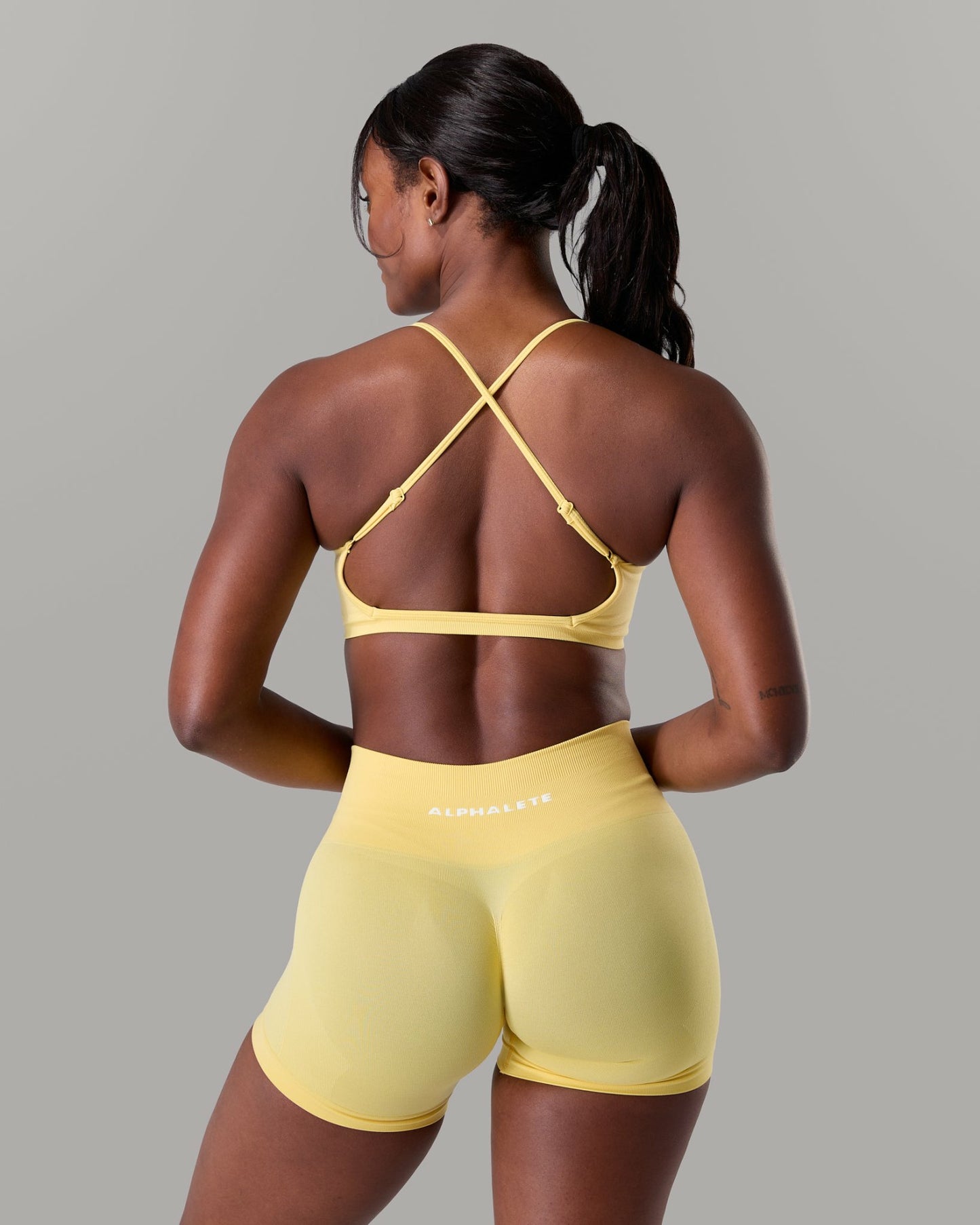 Amplify Open Back Bra - Canary - Best Sports Bra | Alphalete