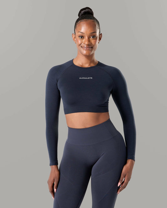 Amplify LS - Deep Navy - Workout Clothes | Alphalete