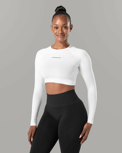 Amplify LS - White - Workout Clothes | Alphalete