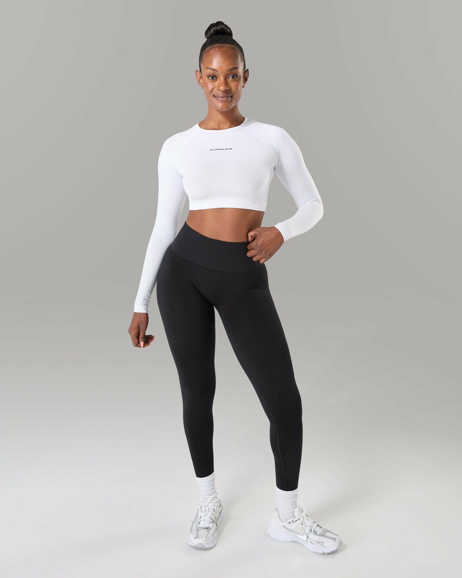 Amplify LS - White - Workout Clothes | Alphalete