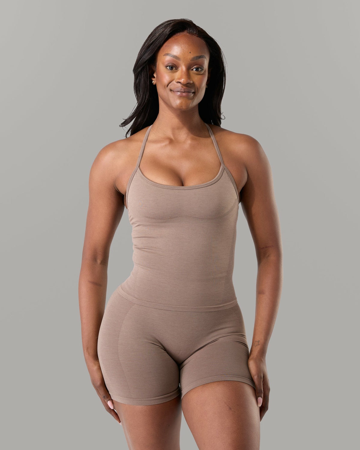 Halter Push Tank - Mocha - Workout Clothes For Women | Alphalete