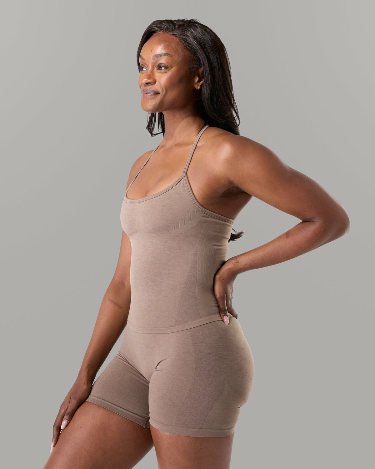Halter Push Tank - Mocha - Workout Clothes For Women | Alphalete