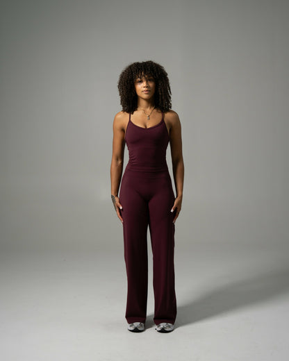 Aura Wide Leg Pant - Merlot - Workout Clothes For Women | Alphalete