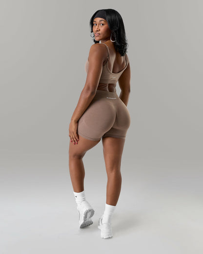 Pump Mid Rise Short - Mocha - Workout Clothes For Women | Alphalete