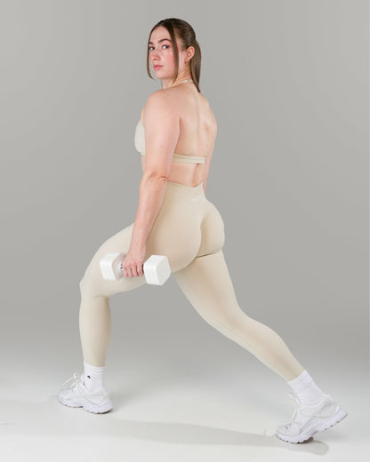 Pump Mid Rise Legging - Wheat w/ Logo | Alphalete