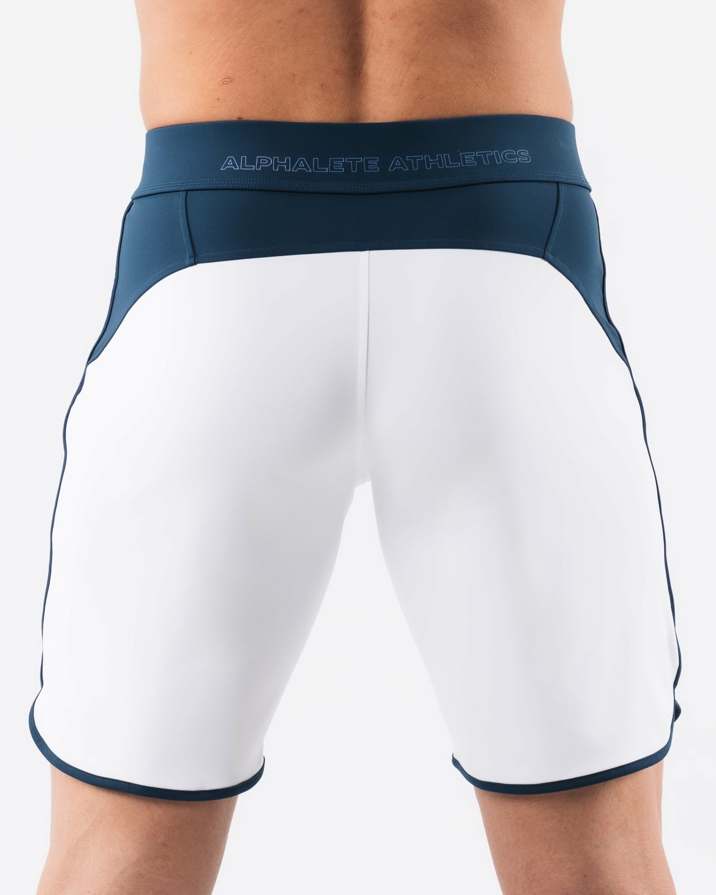 Crescent Boardshort - White Navy - Men's Athletic Shorts | Alphalete